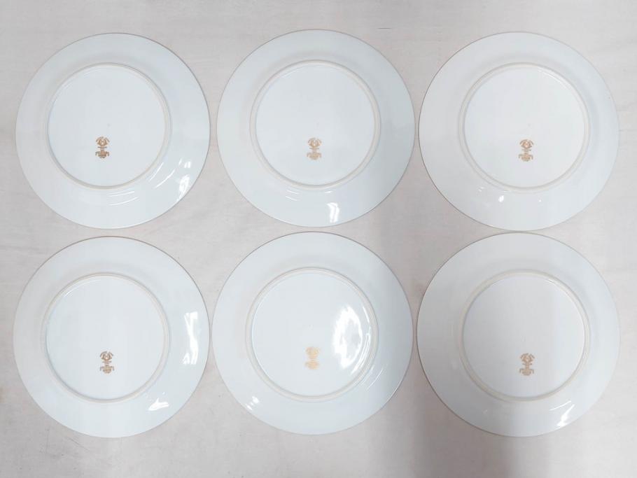 オールドノリタケ　NORITAKE　金彩　ゴールドのデザインが高級感を高めるプレート6枚セット(花、フラワー、皿、洋食器)(R-074125)