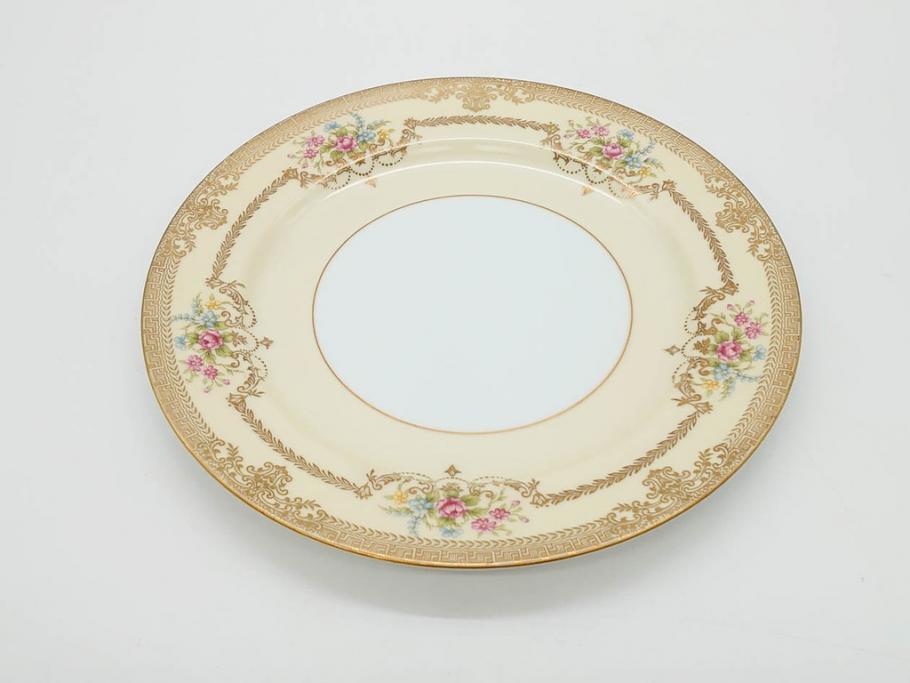 オールドノリタケ　NORITAKE　金彩　ゴールドのデザインが高級感を高めるプレート6枚セット(花、フラワー、皿、洋食器)(R-074125)