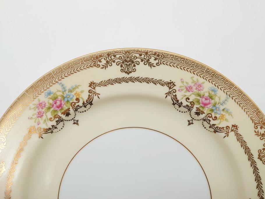 オールドノリタケ　NORITAKE　金彩　ゴールドのデザインが高級感を高めるプレート6枚セット(花、フラワー、皿、洋食器)(R-074125)