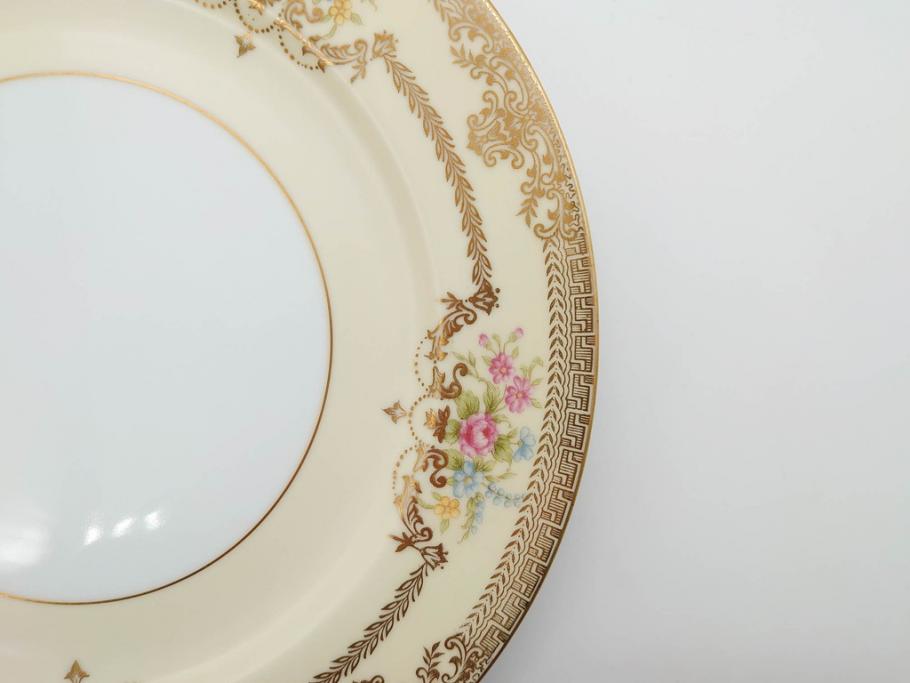 オールドノリタケ　NORITAKE　金彩　ゴールドのデザインが高級感を高めるプレート6枚セット(花、フラワー、皿、洋食器)(R-074125)