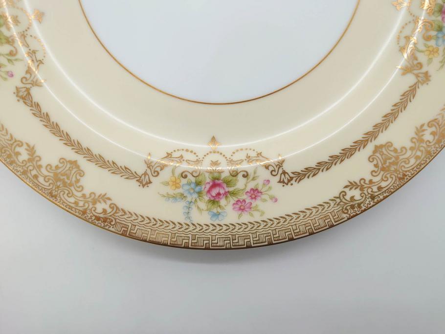 オールドノリタケ　NORITAKE　金彩　ゴールドのデザインが高級感を高めるプレート6枚セット(花、フラワー、皿、洋食器)(R-074125)