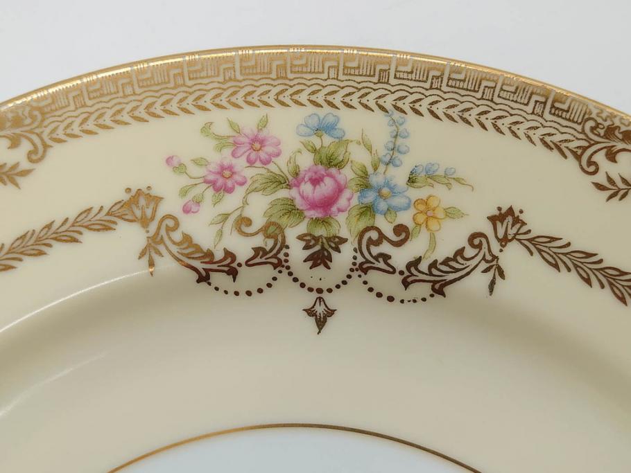 オールドノリタケ　NORITAKE　金彩　ゴールドのデザインが高級感を高めるプレート6枚セット(花、フラワー、皿、洋食器)(R-074125)