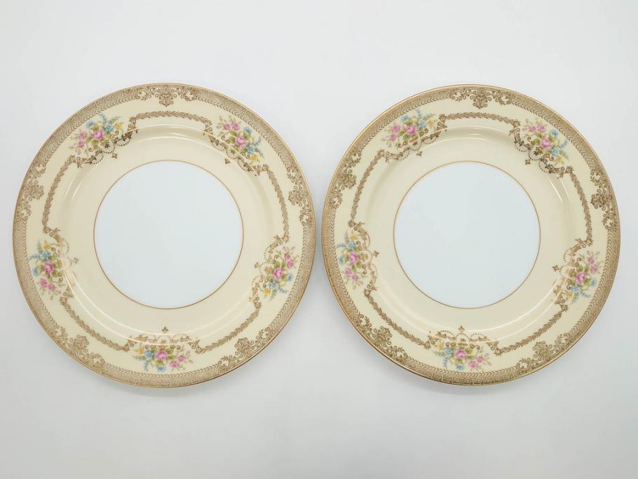 オールドノリタケ　NORITAKE　金彩　ゴールドのデザインが高級感を高めるプレート6枚セット(花、フラワー、皿、洋食器)(R-074125)