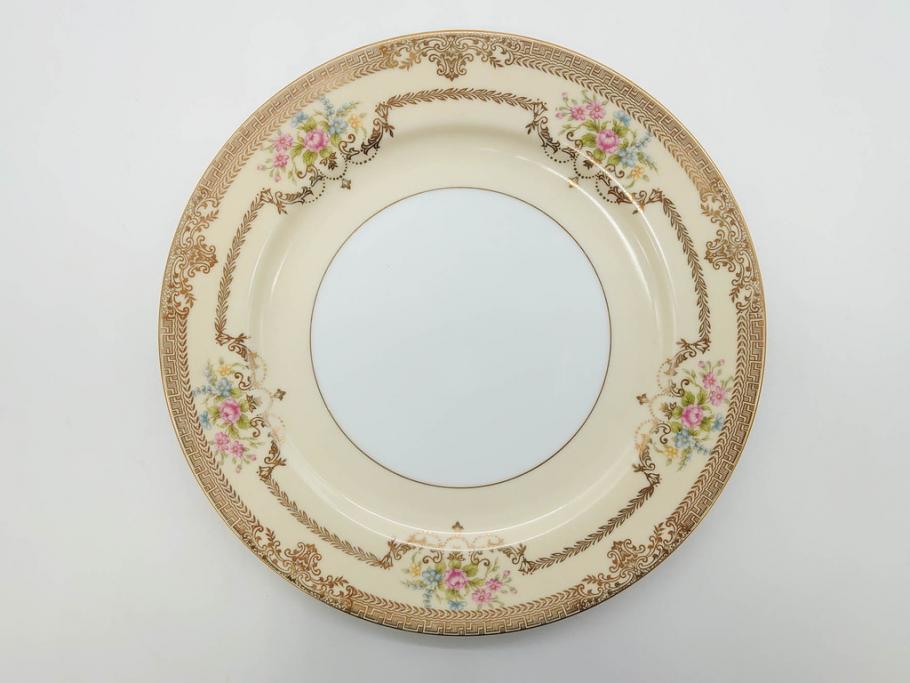 オールドノリタケ　NORITAKE　金彩　ゴールドのデザインが高級感を高めるプレート6枚セット(花、フラワー、皿、洋食器)(R-074125)