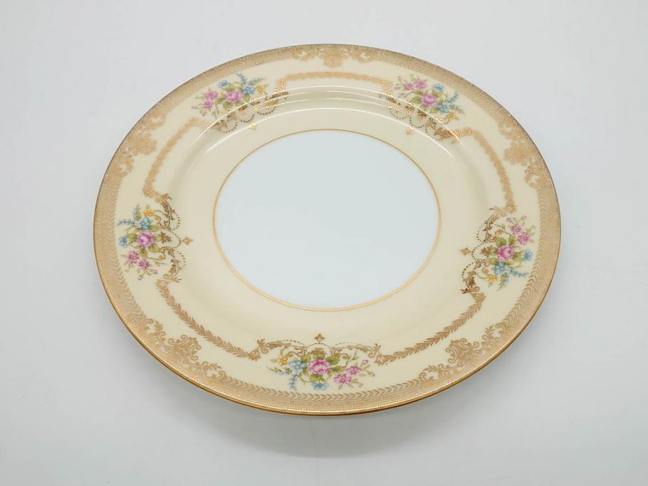 オールドノリタケ　NORITAKE　金彩　ゴールドのデザインが高級感を高めるプレート5枚セット(花、フラワー、皿、洋食器)(R-074126)