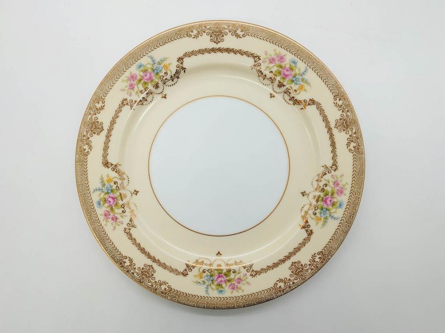 オールドノリタケ　NORITAKE　金彩　ゴールドのデザインが高級感を高めるプレート5枚セット(花、フラワー、皿、洋食器)(R-074126)