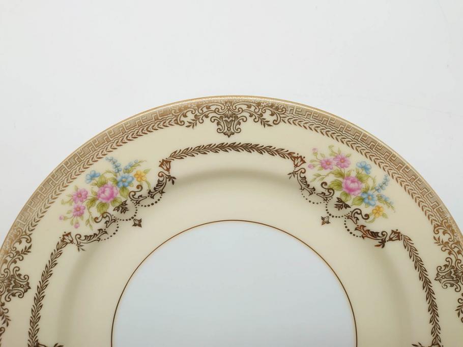 オールドノリタケ　NORITAKE　金彩　ゴールドのデザインが高級感を高めるプレート5枚セット(花、フラワー、皿、洋食器)(R-074126)