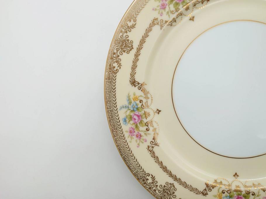 オールドノリタケ　NORITAKE　金彩　ゴールドのデザインが高級感を高めるプレート5枚セット(花、フラワー、皿、洋食器)(R-074126)