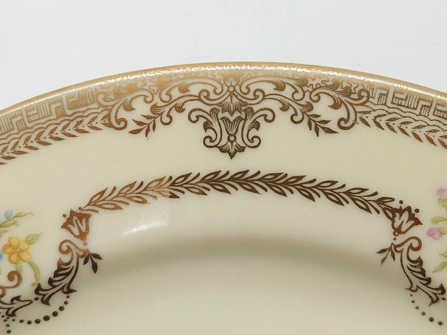 オールドノリタケ　NORITAKE　金彩　ゴールドのデザインが高級感を高めるプレート5枚セット(花、フラワー、皿、洋食器)(R-074126)