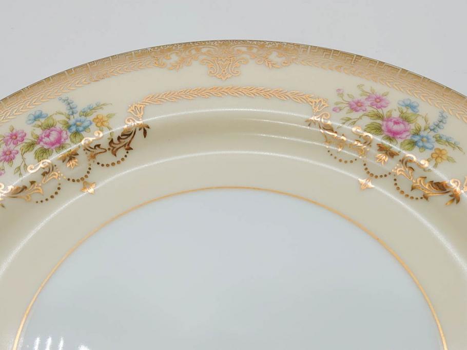 オールドノリタケ　NORITAKE　金彩　ゴールドのデザインが高級感を高めるプレート5枚セット(花、フラワー、皿、洋食器)(R-074126)