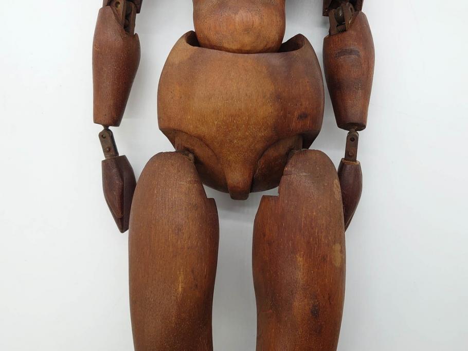 フランスビンテージ　木製　色々なポージングができるデッサン人形(デッサン用ドール、人形模型、ウッドマネキン、可動式、モデル人形、ヴィンテージ)(R-074128)