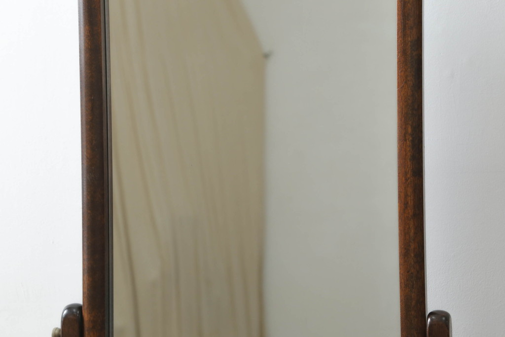 和製ビンテージ　国産民芸家具　シンプルな佇まいが品の良さを感じさせる姿見(スタンドミラー、鏡、ヴィンテージ)(R-064482)