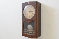 和製アンティーク　名古屋時計製造合資会社　STRONG INSURANCE　8DAY　落ち着いた雰囲気が魅力の掛け時計(柱時計、古時計、八角時計、振り子時計)(R-072175)