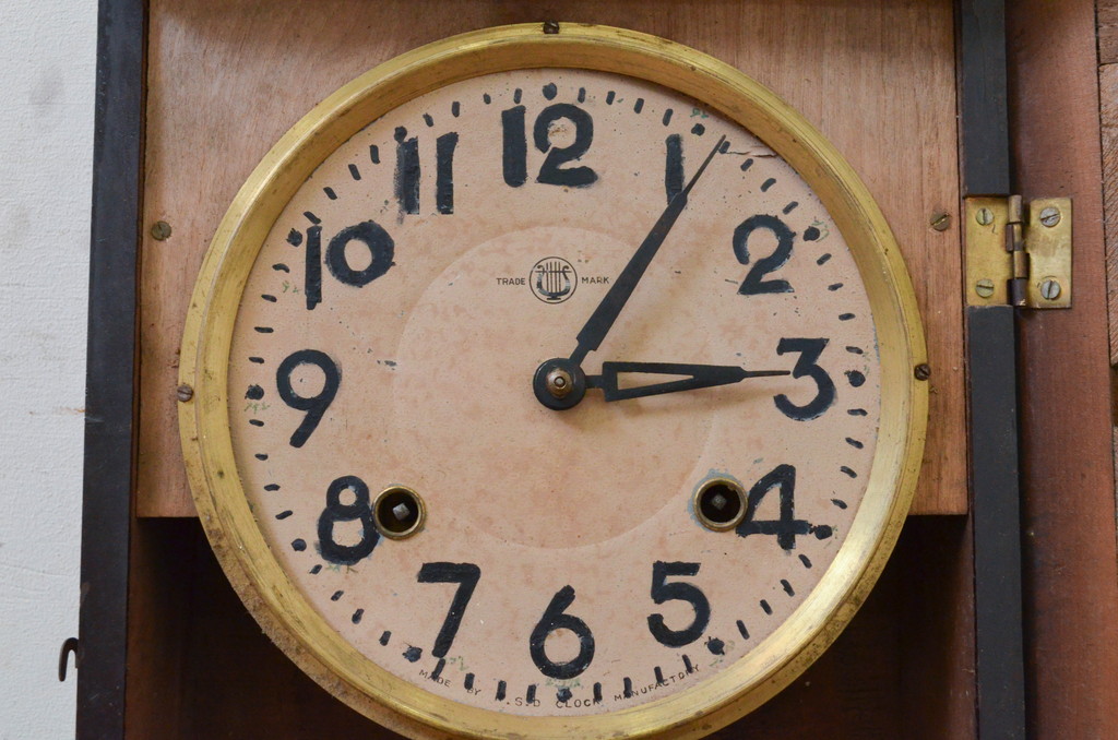 和製アンティーク　TRADE MARK(トレードマーク)　大正ロマンの雰囲気漂う掛け時計(柱時計、古時計、振り子時計)(R-072252)
