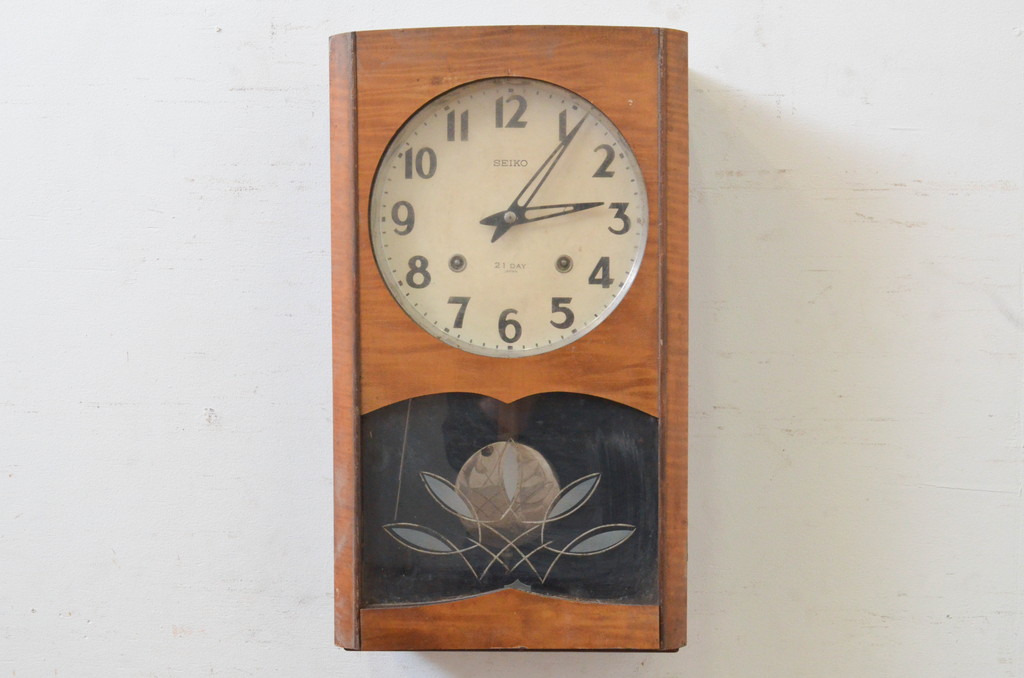 和製アンティーク　SEIKO(セイコー)　21DAY　レトロな雰囲気を高めてくれる掛け時計(柱時計、古時計、振り子時計)(R-072253)