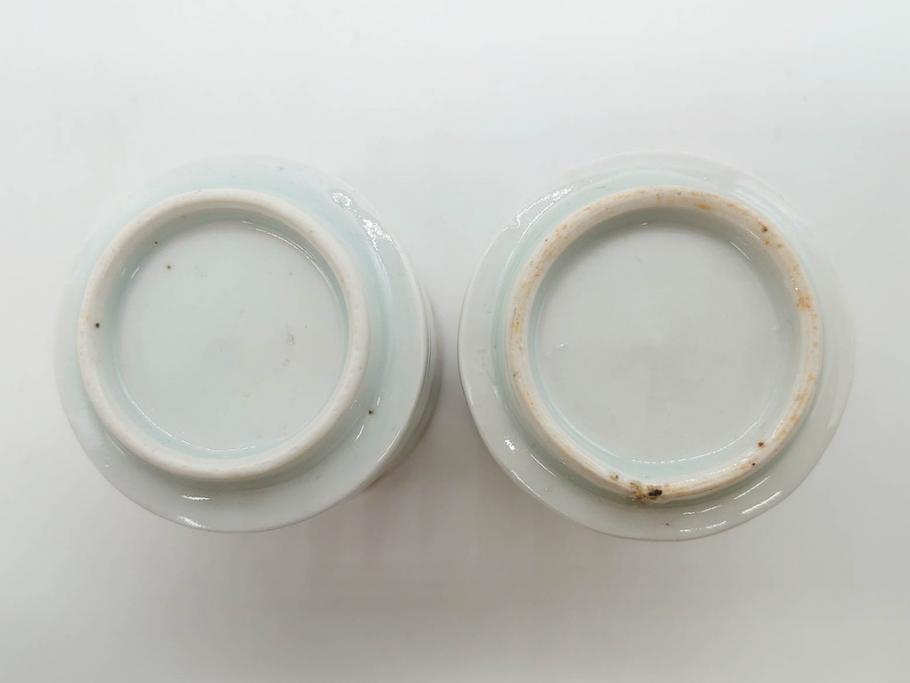 江戸期　古伊万里　染付　牡丹のデザインが上品なお猪口5客セット(金彩、ちょう、蝶、花、蕎麦猪口、酒器、おちょこ、御猪口、湯呑み、湯のみ、和食器)(R-079563)