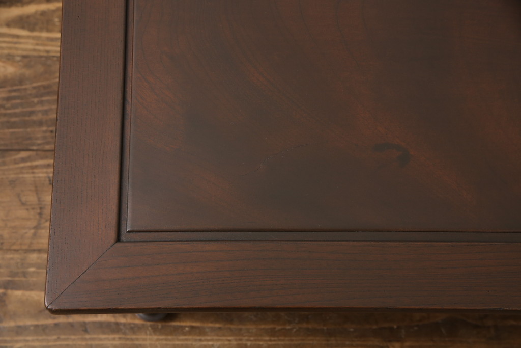 和製アンティーク　総ケヤキ材　挽き物の脚がレトロで可愛らしい角ちゃぶ台(テーブル、座卓)(R-051428)