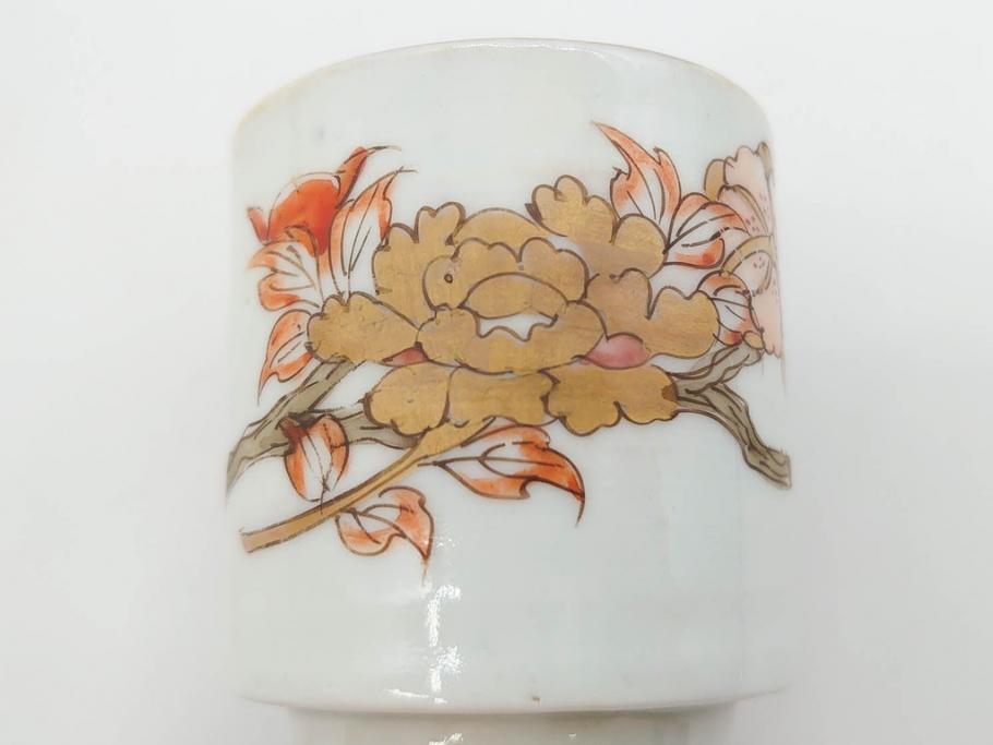 江戸期　古伊万里　染付　緻密な絵付けが美しいお猪口7客セット(金彩、ちょう、蝶、花、蕎麦猪口、酒器、おちょこ、御猪口、湯呑み、湯のみ、和食器)(R-079565)