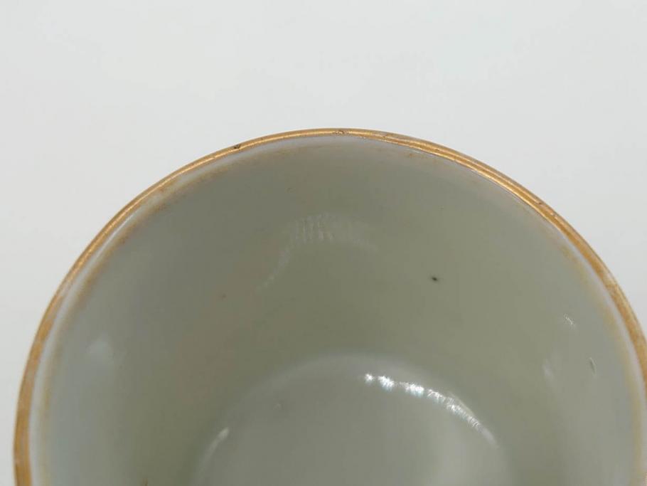 江戸期　古伊万里　染付　緻密な絵付けが美しいお猪口7客セット(金彩、ちょう、蝶、花、蕎麦猪口、酒器、おちょこ、御猪口、湯呑み、湯のみ、和食器)(R-079565)
