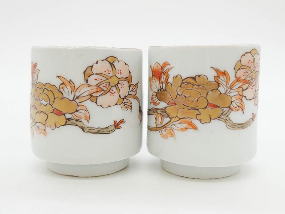 江戸期　古伊万里　染付　緻密な絵付けが美しいお猪口7客セット(金彩、ちょう、蝶、花、蕎麦猪口、酒器、おちょこ、御猪口、湯呑み、湯のみ、和食器)(R-079565)