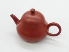 嘉慶年製　時代物　中国　唐物　朱泥　柔らかな土の温かみを感じる急須(茶注、煎茶道具、茶道具、茶器)(R-079567)