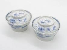幕末明治期　伊万里焼　染付角皿2枚セット(向付、小鉢、和食器)(R-042686)