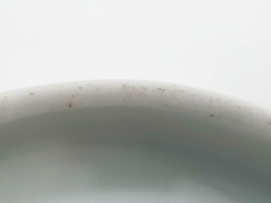 江戸期　古伊万里　染付　線描　蝶花図　約12cm　4寸　清楚な美しさのある蓋付き茶碗2客セット(ちょう、蓮?、和食器、どんぶり、蓋茶碗、四寸)(R-079599)