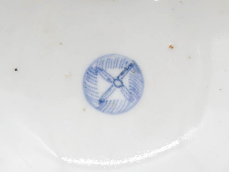 江戸期　古伊万里　染付　色絵　梅　約11cm　3.7寸　食卓を明るく彩る蓋付き茶碗4客セット(金彩、鳥、松、花十字、和食器、蓋茶碗、どんぶり、三寸七分)(R-079602)