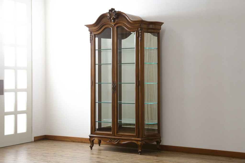 中古　超美品　DREXEL HERITAGE(ドレクセルヘリテイジ)取り扱い　アメリカ高級家具　KARGES(カーゲス)　キャビネット(定価約500万円)(キュリオケース、ガラスケース、飾り棚、収納棚)(R-055776)