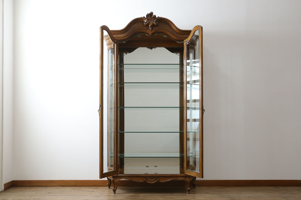 中古　超美品　DREXEL HERITAGE(ドレクセルヘリテイジ)取り扱い　アメリカ高級家具　KARGES(カーゲス)　キャビネット(定価約500万円)(キュリオケース、ガラスケース、飾り棚、収納棚)(R-055776)
