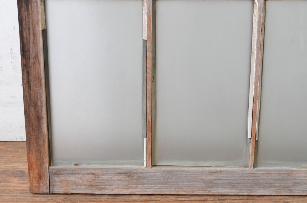 アンティーク建具　上手物!　古い木味の面取り桟ガラス窓2枚セット(ガラス戸、引き戸)(R-065263)