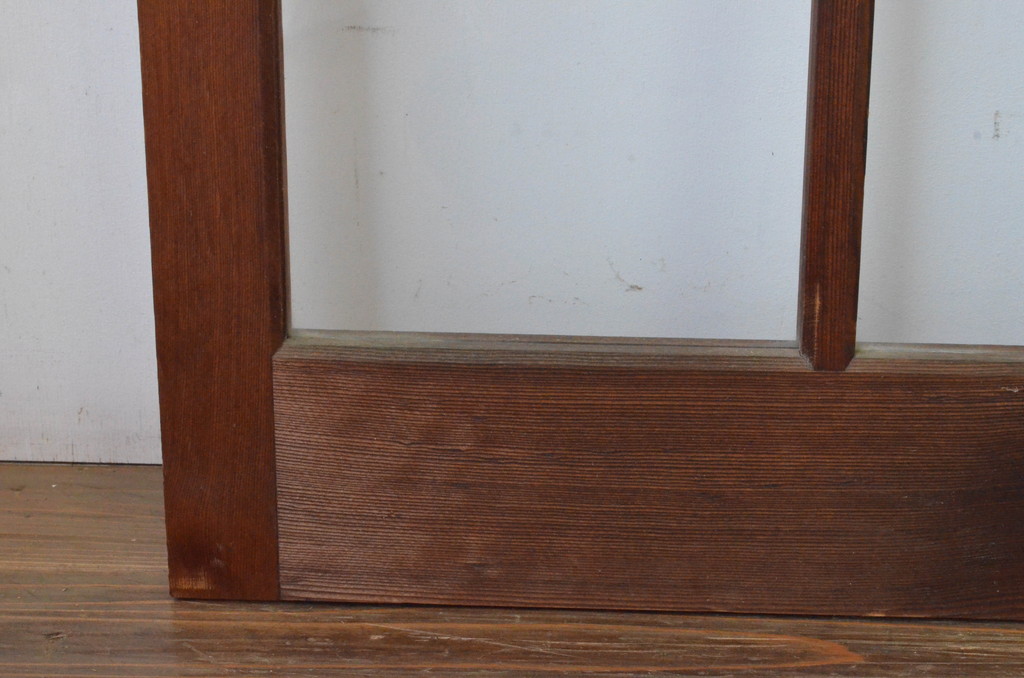 アンティーク建具　上手物!　古い木味の升目格子のガラス窓4枚セット(マス目、ガラス戸、引き戸)(R-065268)