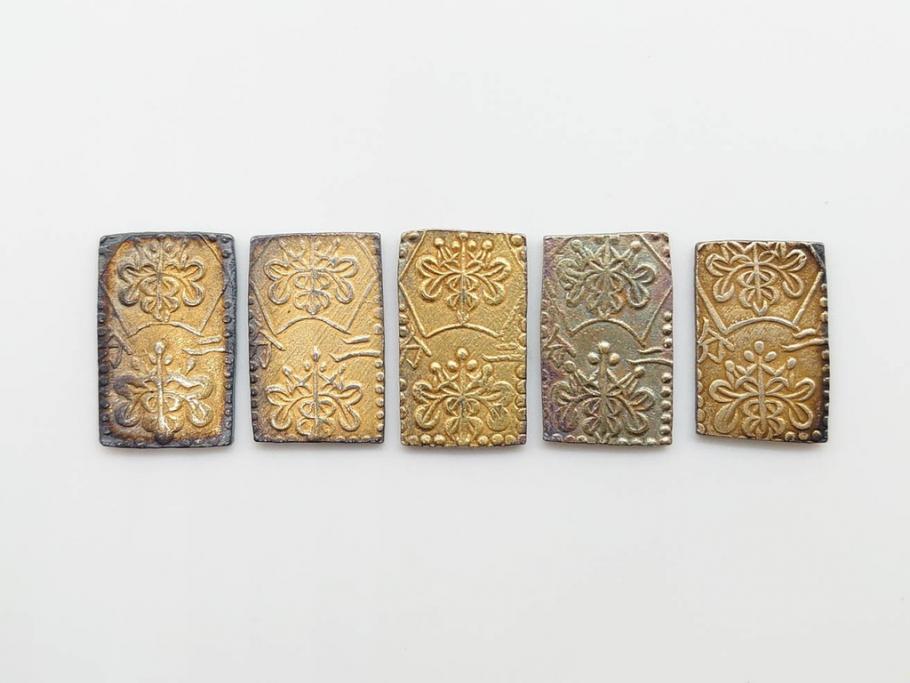 明治期　古銭　明治二分判金5点セット(金貨、硬貨、コイン、日本)(R-079608)　