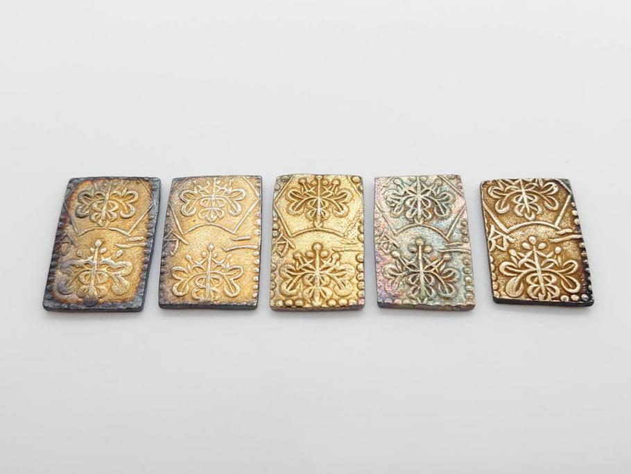 明治期　古銭　明治二分判金5点セット(金貨、硬貨、コイン、日本)(R-079608)　