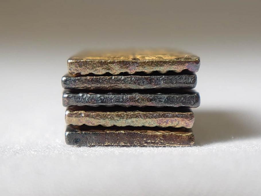 明治期　古銭　明治二分判金5点セット(金貨、硬貨、コイン、日本)(R-079608)　