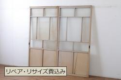 アンティーク建具　明治期　総欅材!　格子蔵戸(引き戸、玄関戸)(R-049745)