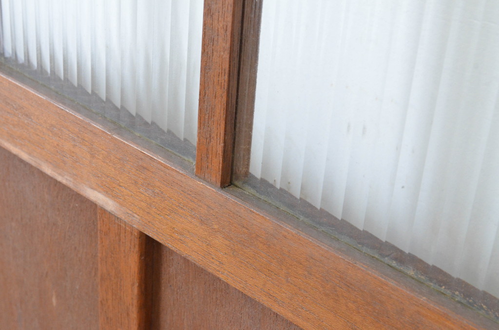 レトロ建具　昭和なデザインのモールガラス入り引き戸2枚セット(ガラス戸)(R-065060)