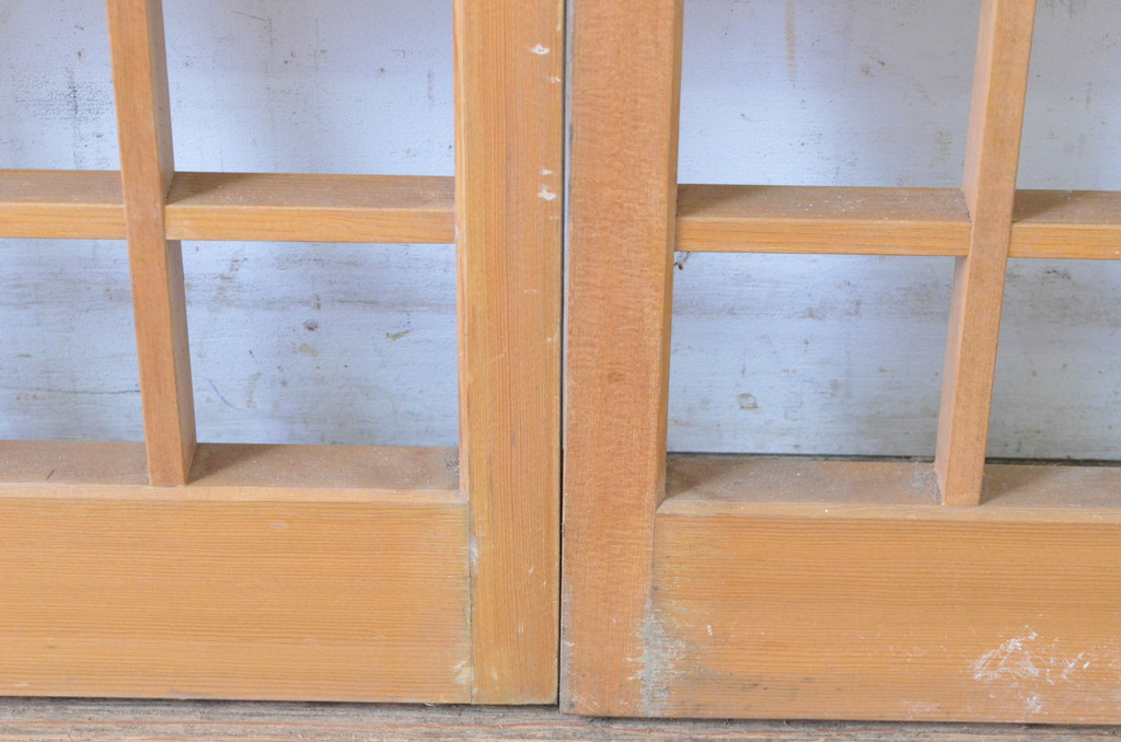 レトロ建具　シンプルなデザインの夏戸2枚セット(簾戸、御簾戸、簀戸、葭戸、夏障子、すど、引き戸)(R-065063)