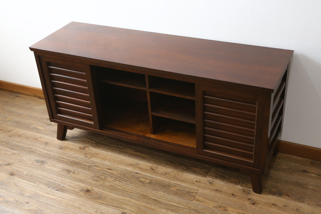 中古　美品　松本民芸家具　A型　4枚引き戸の和モダンなサイドボード(リビングボード)(R-056407)