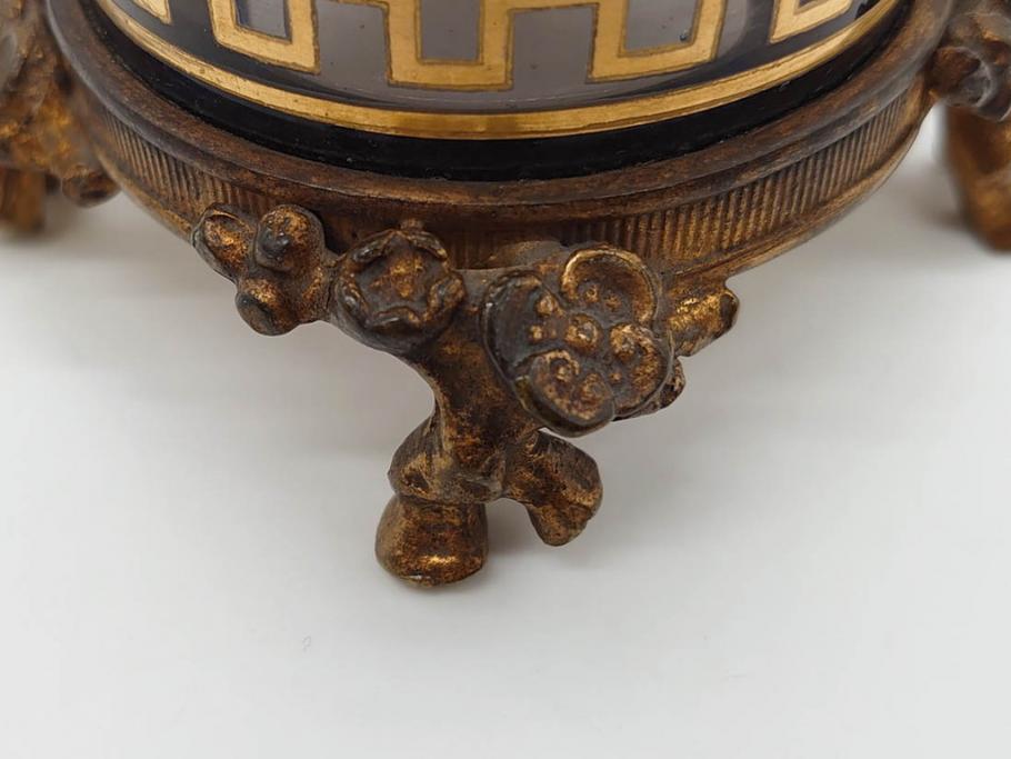 稀少　フランス　1880年～1900年頃　オールドバカラ　Baccarat　ジャポニズム　花鳥文　金彩　台座付き　細やかな意匠が施されたエレガントな雰囲気溢れる花瓶2個セット(フルレッドクリスタルガラス、筒型、花器、花入れ、箱付き)(R-074575)
