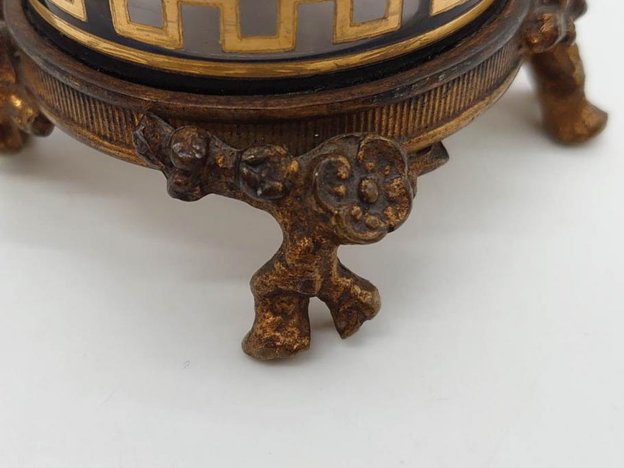 稀少　フランス　1880年～1900年頃　オールドバカラ　Baccarat　ジャポニズム　花鳥文　金彩　台座付き　細やかな意匠が施されたエレガントな雰囲気溢れる花瓶2個セット(フルレッドクリスタルガラス、筒型、花器、花入れ、箱付き)(R-074575)