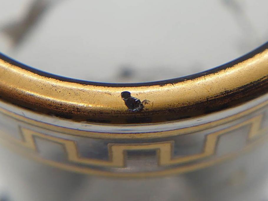 稀少　フランス　1880年～1900年頃　オールドバカラ　Baccarat　ジャポニズム　花鳥文　金彩　台座付き　細やかな意匠が施されたエレガントな雰囲気溢れる花瓶2個セット(フルレッドクリスタルガラス、筒型、花器、花入れ、箱付き)(R-074575)