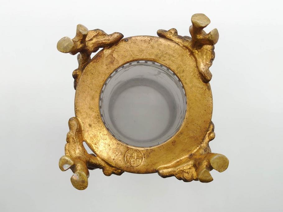 稀少　フランス　1880年～1900年頃　オールドバカラ　Baccarat　ジャポニズム　花鳥文　金彩　台座付き　細やかな意匠が施されたエレガントな雰囲気溢れる花瓶2個セット(フルレッドクリスタルガラス、筒型、花器、花入れ、箱付き)(R-074575)