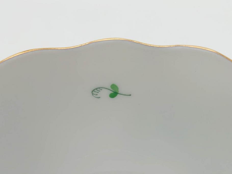 ヘレンド　ハンガリー　HEREND HVNGARY　アポニー・グリーン　繊細な絵付けが上品で落ち着いた雰囲気を醸し出すティーカップ&ソーサー2客セット(C&S、HUNGARY、洋食器)(R-074578)