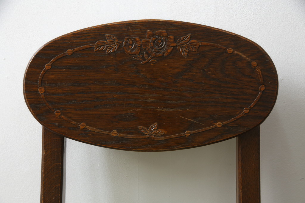 中古　三越家具(現カントリーハウス)　Brugge(ブルージュ)　オーク材　クラシカルな雰囲気漂うドレッサーとチェアのセット(化粧台、鏡台、ミラー、イス、椅子)(R-079202)