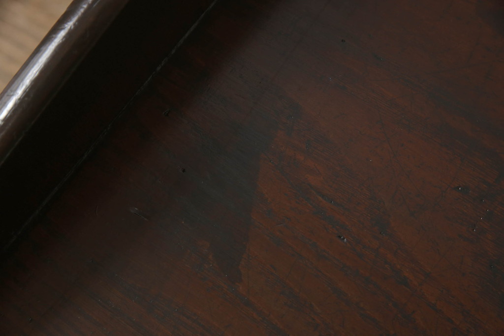 和製アンティーク　大正昭和初期　三方ケヤキ材　経年を感じる木色と質感が味わい深い両袖机(文机、座机、ローテーブル)(R-050821)