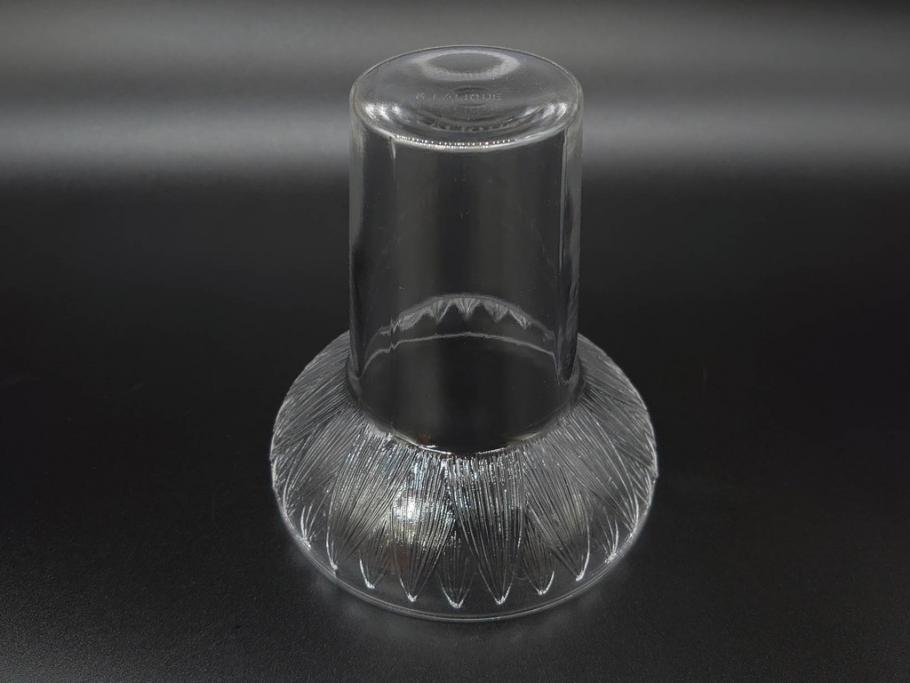 アンティーク　1920年代　ルネ・ラリック(R.LALIQUE)　ロータス(LOTUS)　グラス　花瓶　蓮の花のようなデザインが美しいゴブレット(花入れ、花器、フラワーベース)(R-074586)