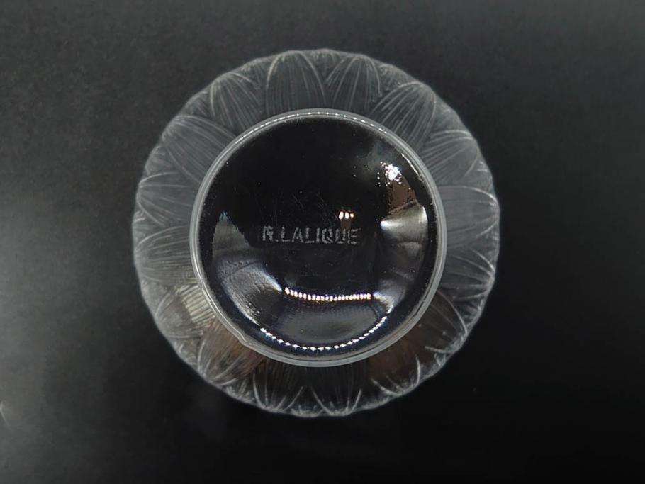 アンティーク　1920年代　ルネ・ラリック(R.LALIQUE)　ロータス(LOTUS)　グラス　花瓶　蓮の花のようなデザインが美しいゴブレット(花入れ、花器、フラワーベース)(R-074586)