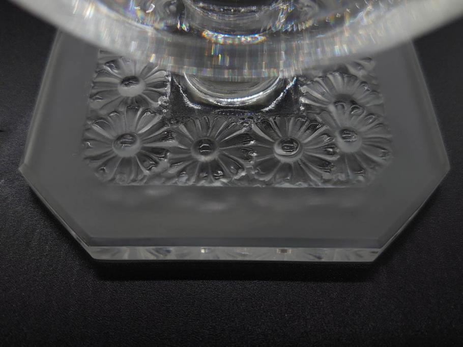 アンティーク　ルネ・ラリック(R.LALIQUE)　洗練されたデザインが優美な印象を与えるシャンパングラス2客セット(ヒナギク、パクレット、デイジー、デザート、コンポート、フルーツ、小鉢、ミニボウル、ガラス)(R-074587)