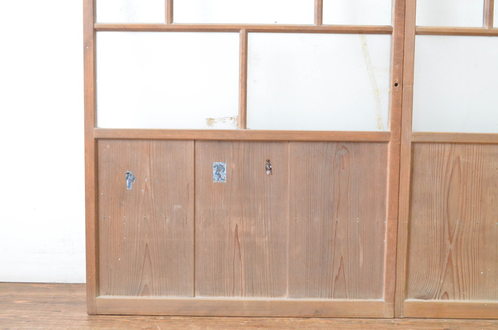 アンティーク建具　大正ロマン　懐かしい雰囲気のガラス戸2枚セット(引き戸)(R-065066)